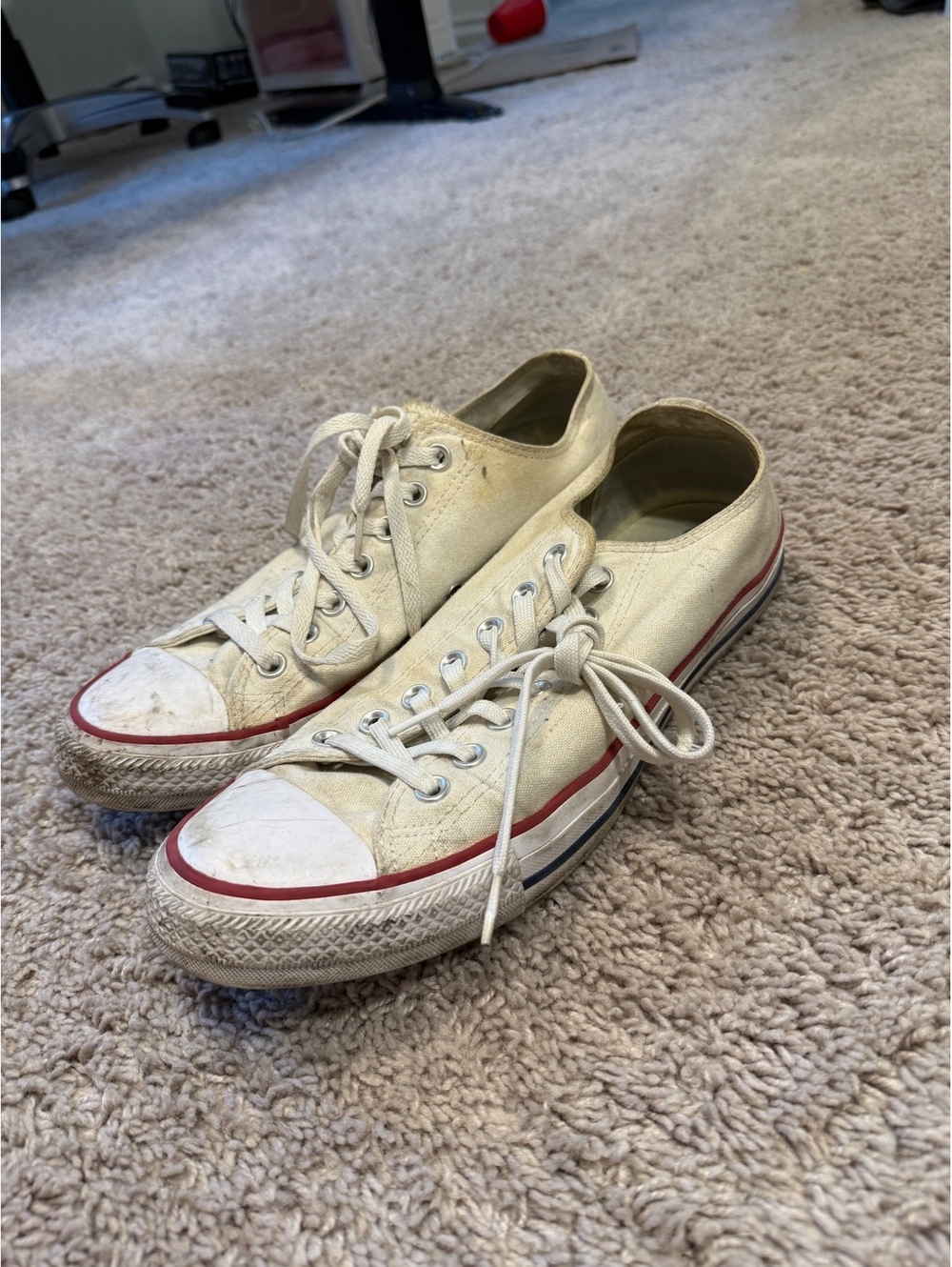 Converse All Star White Canvas Sneakers Size 10 Mens and 12 Womens